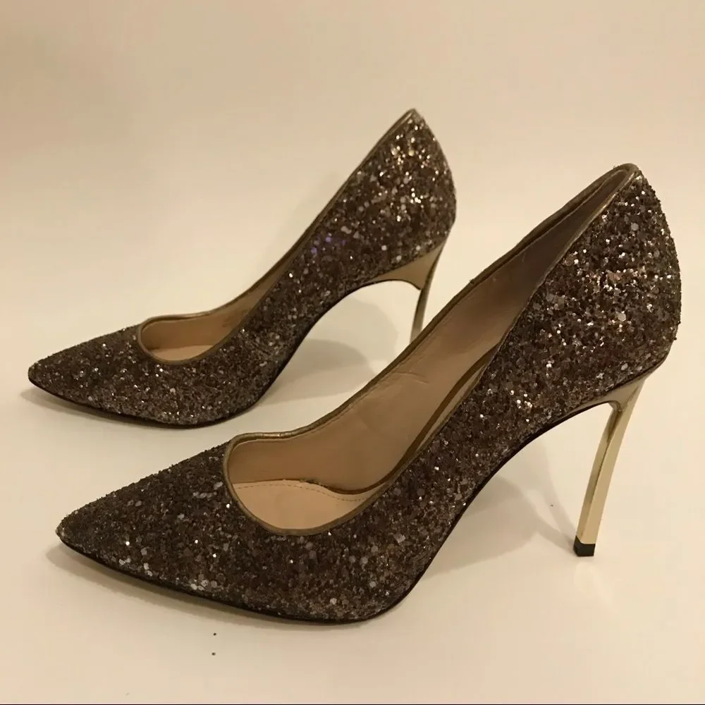 Enzo Angiolini bronze glitter heels